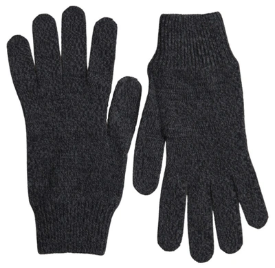 Dolce & Gabbana Grey Virgin Wool Knit Hands Mitten Men Gloves