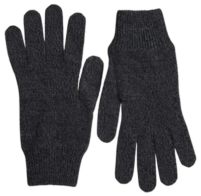 Dolce & Gabbana Gray Virgin Wool Knit Hands Mitten Men Gloves