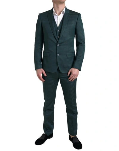 DOLCE & GABBANA DOLCE & GABBANA EMERALD ELEGANCE SLIM FIT 3-PIECE MEN'S SUIT