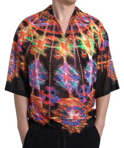 Dolce & Gabbana Multicolor Luminarie Print Cotton T-shirt In Black