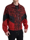 DOLCE & GABBANA DOLCE & GABBANA RED LEOPARD ZIP SWEATER MEN'S JACKET