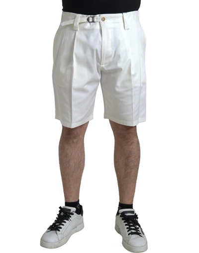 Dolce & Gabbana White Cotton Stretch Men Bermuda Denim Shorts