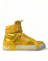 DOLCE & GABBANA DOLCE & GABBANA YELLOW WHITE LEATHER HIGH TOP SNEAKERS WOMEN'S SHOES