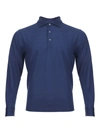 GRAN SASSO GRAN SASSO ELEGANT BLUE WOOL POLO MEN'S SWEATER