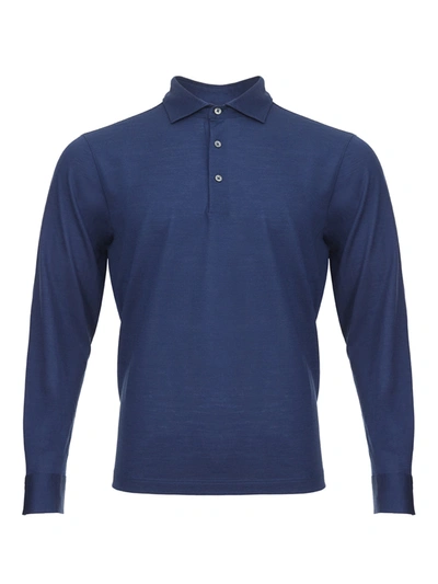 Gran Sasso Blue Wool Long Sleeves Polo Sweater