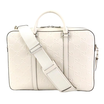 Gucci Gg Jumbo White Leather Travel Bag ()