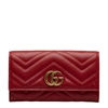 GUCCI GUCCI GG MARMONT RED LEATHER WALLET  (PRE-OWNED)
