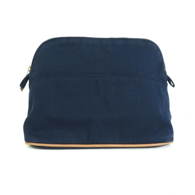 Hermes Hermès Bolide Navy Cotton Clutch Bag ()