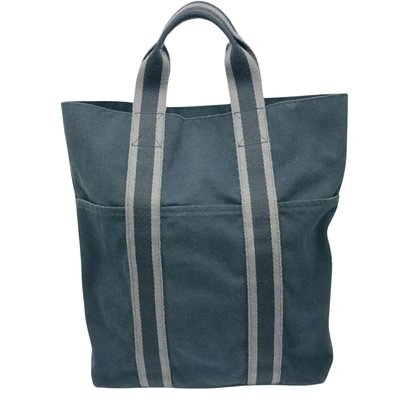 Hermes Hermès Fourre Tout Blue Canvas Tote Bag ()