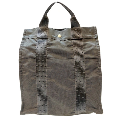 Hermes Hermès Herline Grey Canvas Backpack Bag ()