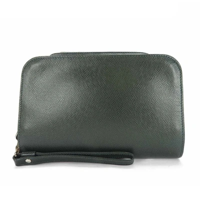 Pre-owned Louis Vuitton Pochette Green Leather Clutch Bag ()