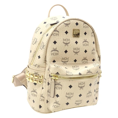 Mcm Leather Visetos-print Backpack In Beige