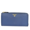 PRADA PRADA SAFFIANO BLUE LEATHER WALLET  (PRE-OWNED)