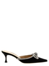 Mach&mach Double Bow Crystal-embellished Satin Heeled Mules