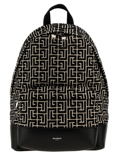 Balmain Monogram Backpacks White/black