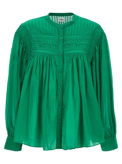 Marant Etoile Plalia Emerald Green Cotton Shirt In Light Blue