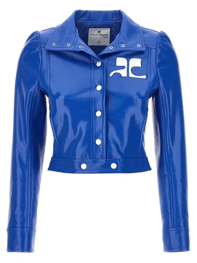 Courrèges Reedition Vinyl Casual Jackets, Parka Blue In Azul