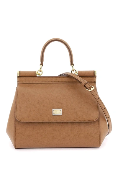 Dolce & Gabbana Small Sicily Shoulder Bag In Brown