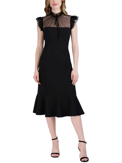 Julia Jordan Womens Illusion Ruffle Cocktail And Party Dress In Black