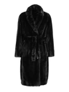 MAX MARA MAX MARA WOMEN'S ADORATO FAUX FUR BLACK LONG COAT