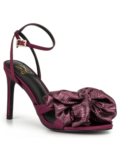 New York And Company Tina Bow Heel Womens Satin Buckle Heels In Purple
