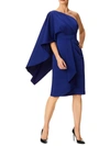 AIDAN MATTOX WOMENS ONE SHOULDER KNEE-LENGTH COCKTAIL AND PARTY DRESS