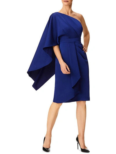 Aidan Mattox Womens One Shoulder Knee-length Cocktail And Party Dress In Blue