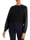 GENERATION LOVE EVA WOMENS FAUX LEATHER CREWNECK PULLOVER TOP