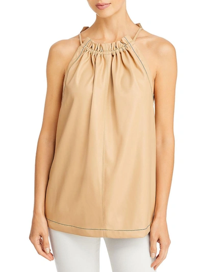 3.1 Phillip Lim / フィリップ リム Womens Faux Leather Cinch Neck Halter Top In Beige