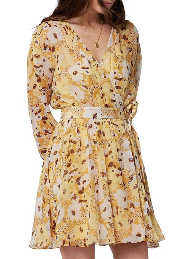 Joie Clara Mini Silk Dress In Yellow