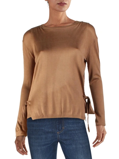 Current Air Womens Cropped Mock Neck Wrap Sweater In Brown