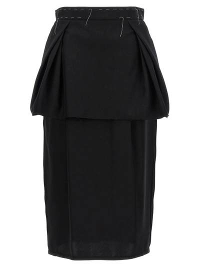 Maison Margiela Work-in-progress Layered Skirt In Black