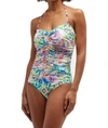 JOHNNY WAS RUCHED SWEETHEART ONE PIECE SWIMSUIT IN MULTI