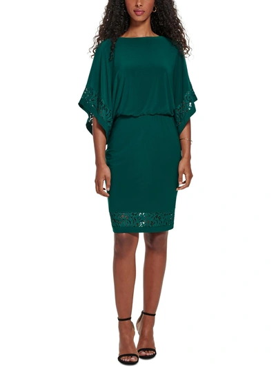 Jessica Howard Womens Lace Inset Open-back Mini Dress In Green