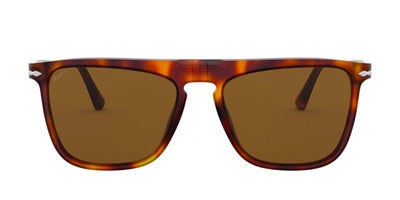 Persol 3225s Polarized Rectangle Sunglasses In Brown