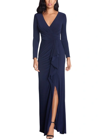 BETSY & ADAM WOMENS SIDE SLIT LONG EVENING DRESS