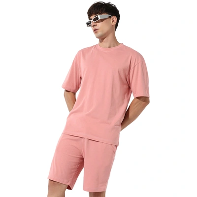 Campus Sutra Oversized Solid Co-ord Set In Pink