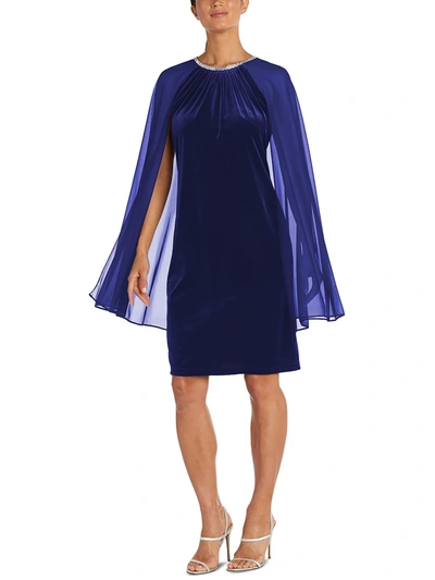 R & M Richards Womens Velvet Midi Cocktail And Party Dress In Blue