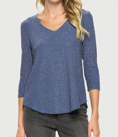 Last Tango Periwinkle Glitter Sleeve Top In Blue