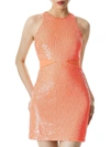 Alice And Olivia Cara Womens Sequin Mini Cocktail And Party Dress In Yellow