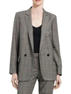 THEORY WOMENS WOOL GLEN PLAID DOUBLE-BREASTED BLAZER
