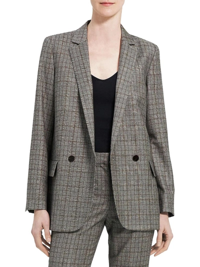 Theory Womens Wool Glen Plaid Double-breasted Blazer In Multi