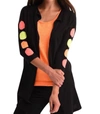 Shop Angel Polkadot 3/4 Sleeve Cardigan In Black/neon In Multi
