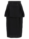 Maison Margiela Layered Pleated Canvas And Silk-satin Midi Skirt In Black