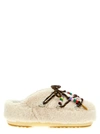 MOON BOOT FAUX-FUR BEADS FLAT SHOES
