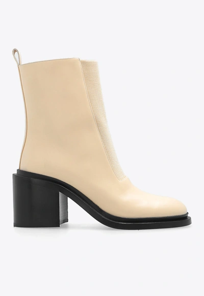 Jil Sander Leather Ankle Boots In Cream