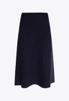 JIL SANDER A-LINE WOOL MIDI SKIRT