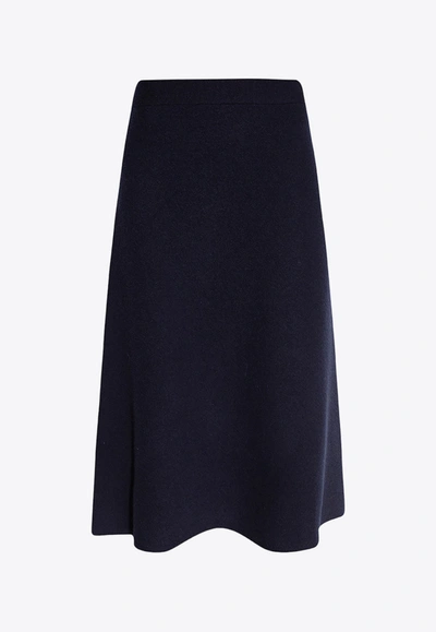 Jil Sander A-line Wool Midi Skirt In Navy