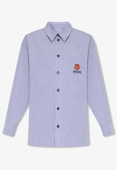 Kenzo Boke-flower Embroidered Shirt In Grey