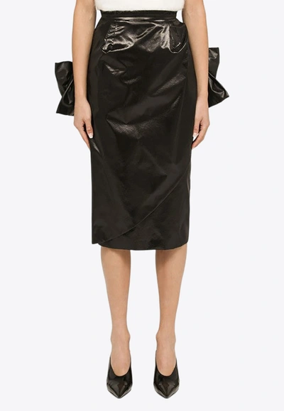 Maison Margiela Bow-detail Pencil Midi Skirt In Black